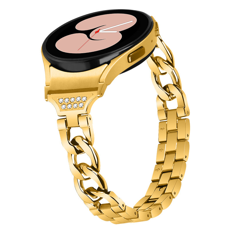 For Samsung Galaxy Watch 5 4 Active 44mm 40mm Watch 5 Pro 45mm Metal Watch Strap Rhinestone Decor Wrist Band with Adapter Connector For Samsung Galaxy Watch 5 4 Active 44mm 40mm Watch 5 Pro 45mm Metal Watch Strap Rhinestone Decor Wrist Band with Adapter Connector